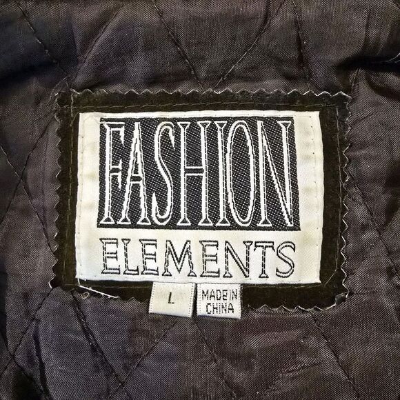 Fashion Elements Vintage Suede Leather Jacket Button Up Sherpa Trim Brown L - Picture 10 of 11